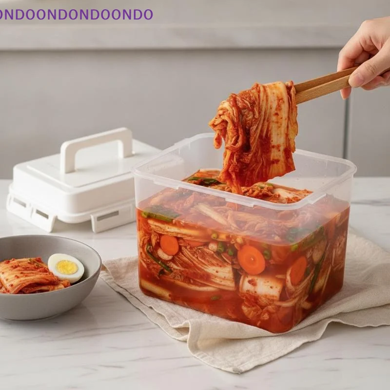 1Pc 4L Airtight Pickle Jar Plastic Leakproof With Press Plate Storage Container For Gherkin Sauerkraut Olive Kimchi Kitchen Bin