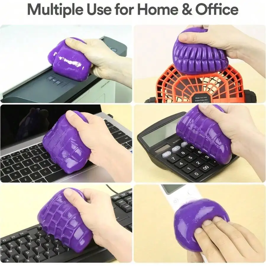 

Purple Cleaning Gel Putty For Car Interior, Keyboard, Calculator, Fan Vents - Reusable Non-Sticky Dust Remover