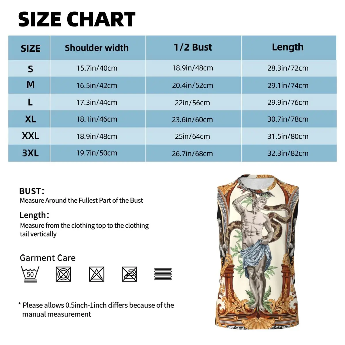 Depiction Of Apollo Ancient Greek Mythology Men Printed Sleeveless T-shirt Casual Hip Hop Street Style Beach Holiday Tank Tops