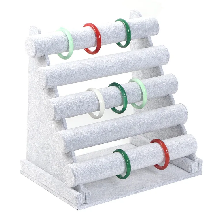 Imagem -06 - Jóias Expositor Removível Veludo Braços Relógio Pulseira Acessórios para o Cabelo Tornozeleiras Titular de Armazenamento Colar Vitrine Rack 5-tier