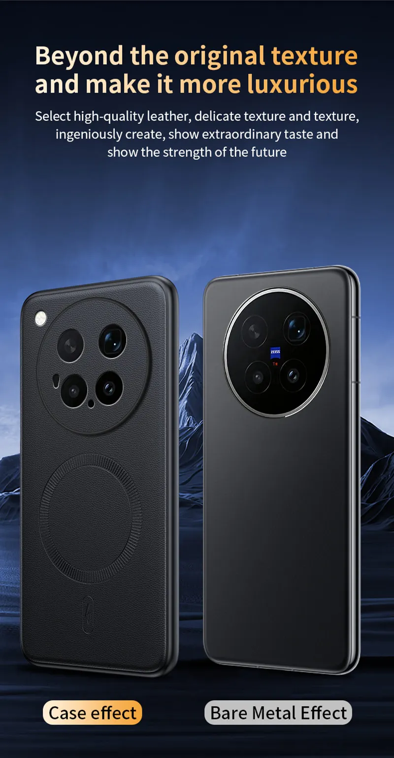 Für Vivo X500 Pro Max: Magnetische Lederhülle mit Schutzfunktion, Anti-Fingerabdruck, rutschfest, aus PC+TPU. – Detail 11