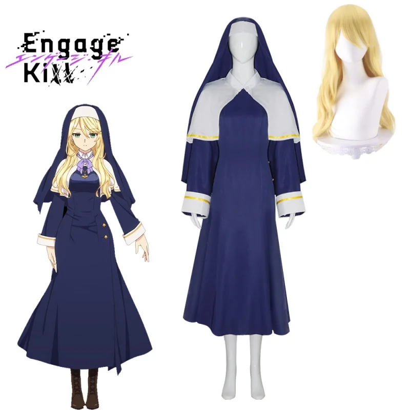 

Anime Game Engage Kiss Cosplay Costume Clothes Wig Uniform Cosplay Nun Dress Hat Shawl Cosplay Costume Halloween Christmas Woman