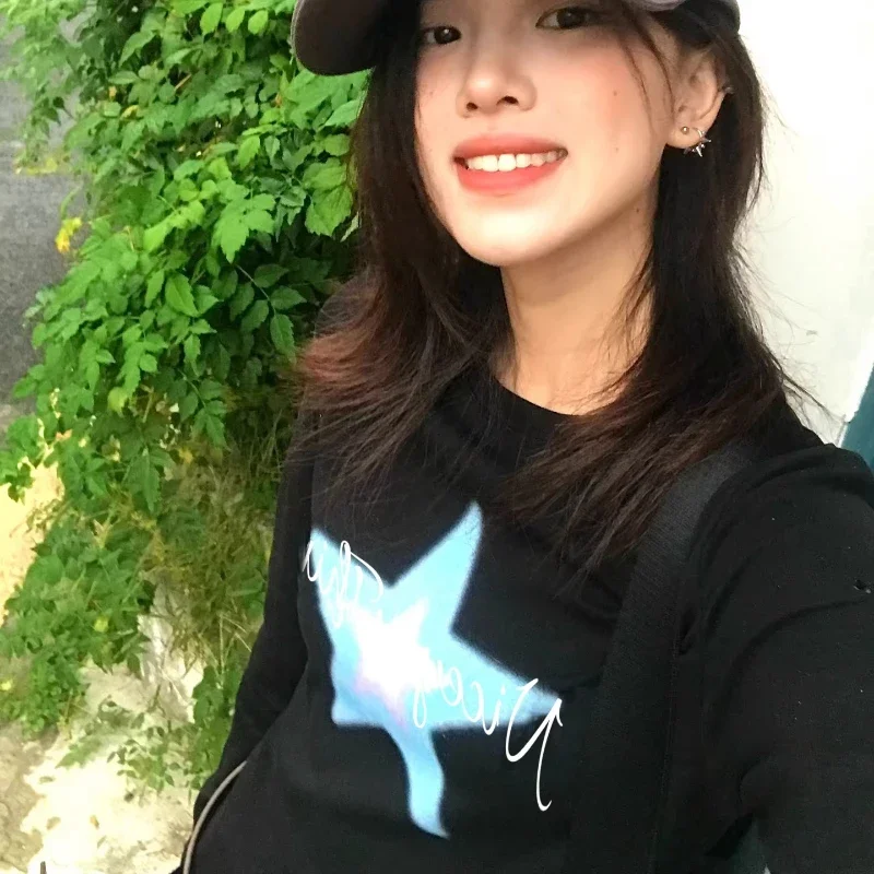 New Fashion High Street O Neck Long Sleeve Women T Shirts Y2k Punk Sweet Girl All Match Clothes Harajuku Casual Preppy Style Top