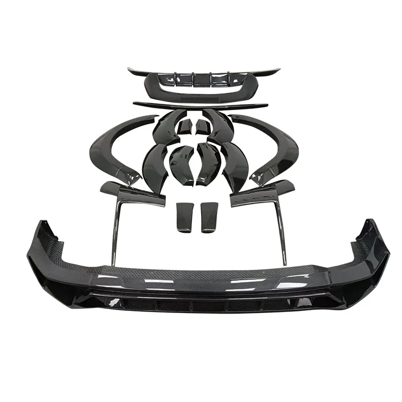 Suitable for Audi Q8 Modified PD Style Small Body Kit Fiber Vacuum Wet Carbon Front Lip Grille Side Skirts Non-Destructiv