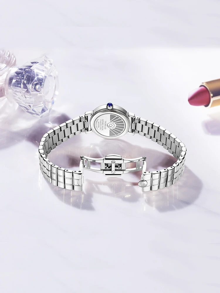 INGREAD-Relógio de luxo glamouroso feminino, movimento de quartzo impermeável, pulseira de aço com vidro safira, fivela borboleta, 300m, GL24