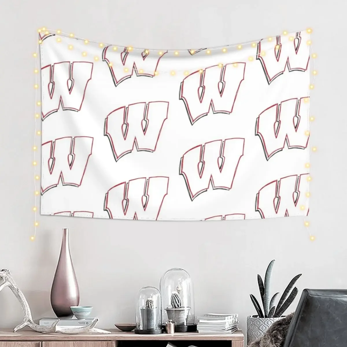 Sketch of Wisconsin W Tapestry House Decor Room Aesthetic Decor Wall Art Room Decoration Aesthetic Tapestry