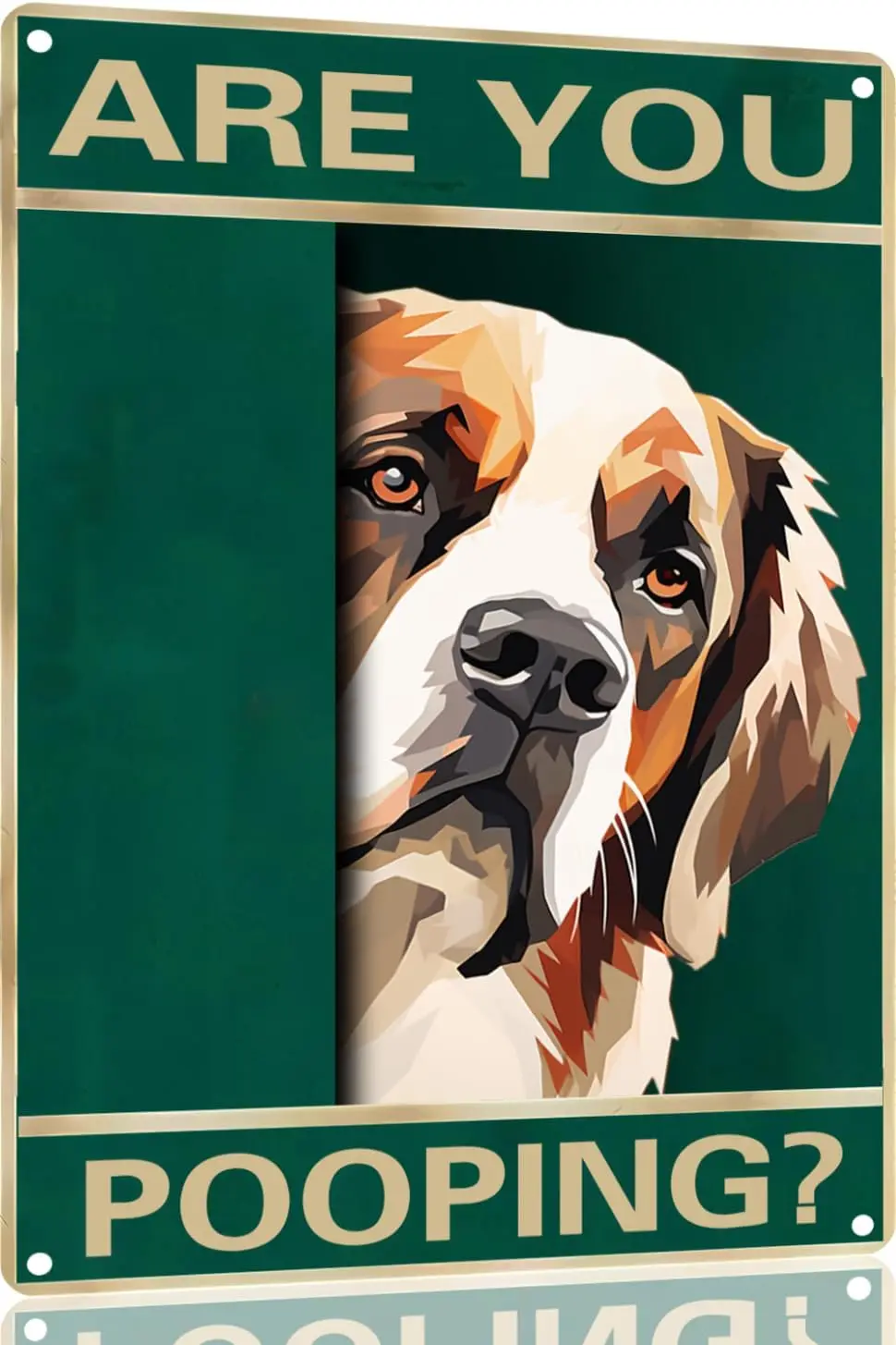 Saint-Bernard Dog Vintage Metal Tin Sign Are You Pooping Sign Bathroom Funny Art Poster Decoration Toilet Cave Bar Home Bathroom