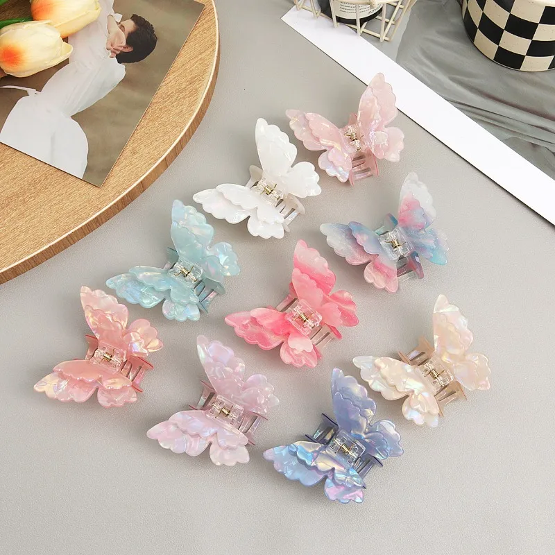 레트로 요정 나비 헤어 클로 아세테이트 크랩 헤어 클립 스위트 프린세스 샤크 헤어핀 여성 소녀 헤어 액세서리