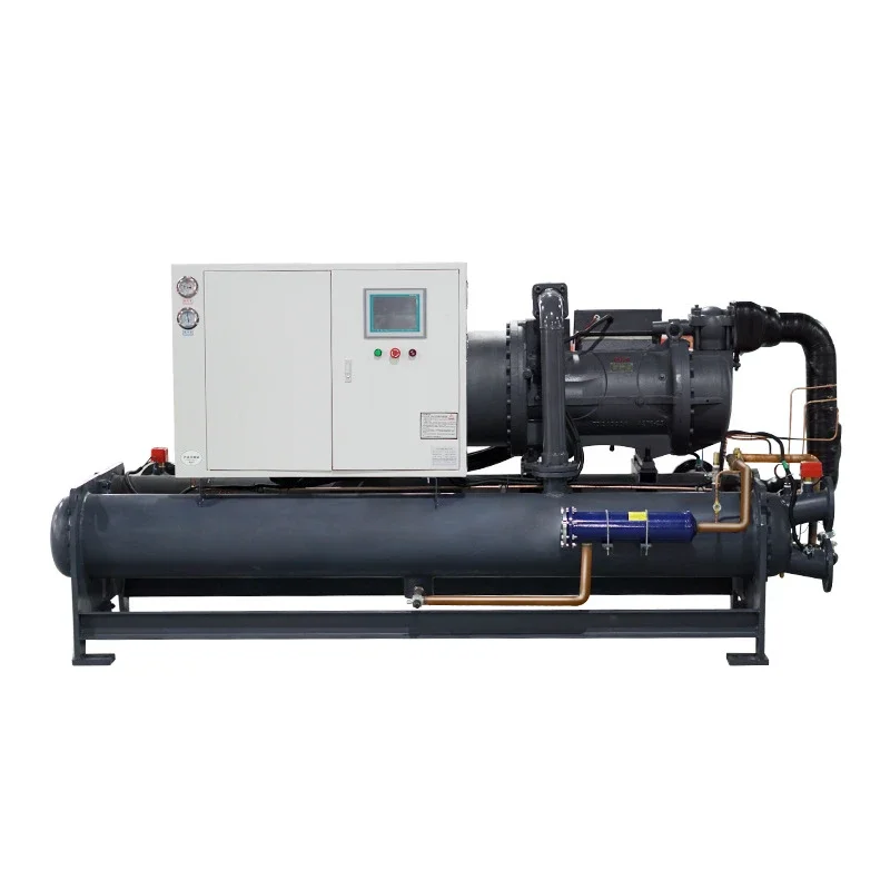 80 hp water-cooled screw chiller, open screw double head low temperature water-cooled industrial freezer