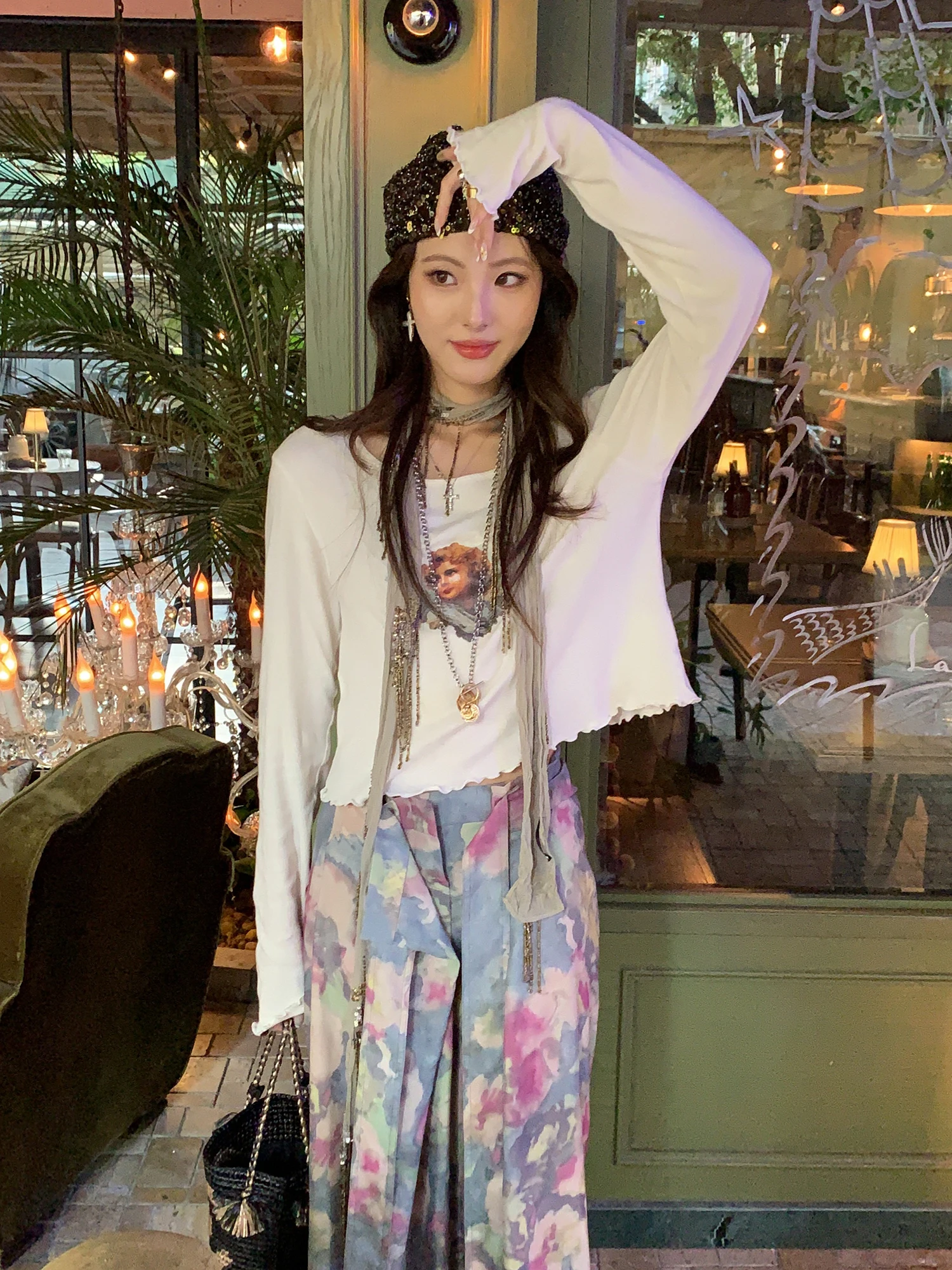 

Винтажный комплект Aisui: юбка с цветочным принтом и длинная футболка, женская модная коллекция весна