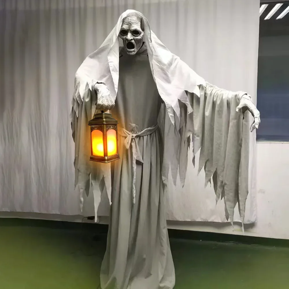 Halloween large electric lanterns probably decorate the haunted house secret room mechanical skeleton horror sensor knight lay