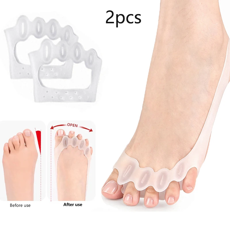 Set of 2 Elastic 5-Hole Toe Separators – Hallux Valgus & Overlapping Toe Correctors/Protectors