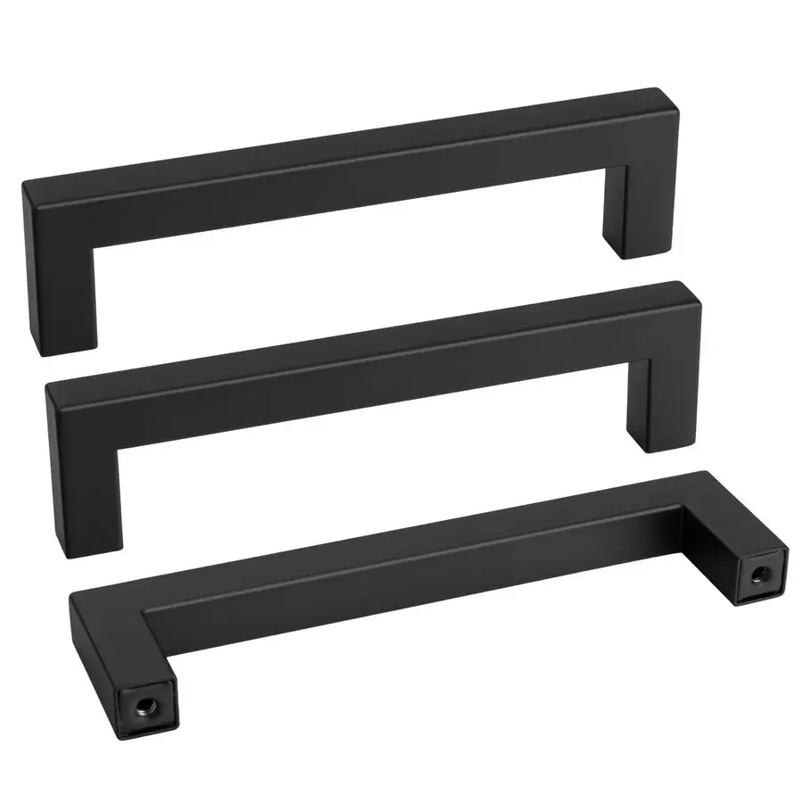 

Black Kitchen Pulls Bathroom Cabinet Drawer Closet Flat Square Bar Pulls, LSJ12BK128,5 inch Black Pulls 45 Pack, Modern Cabinet