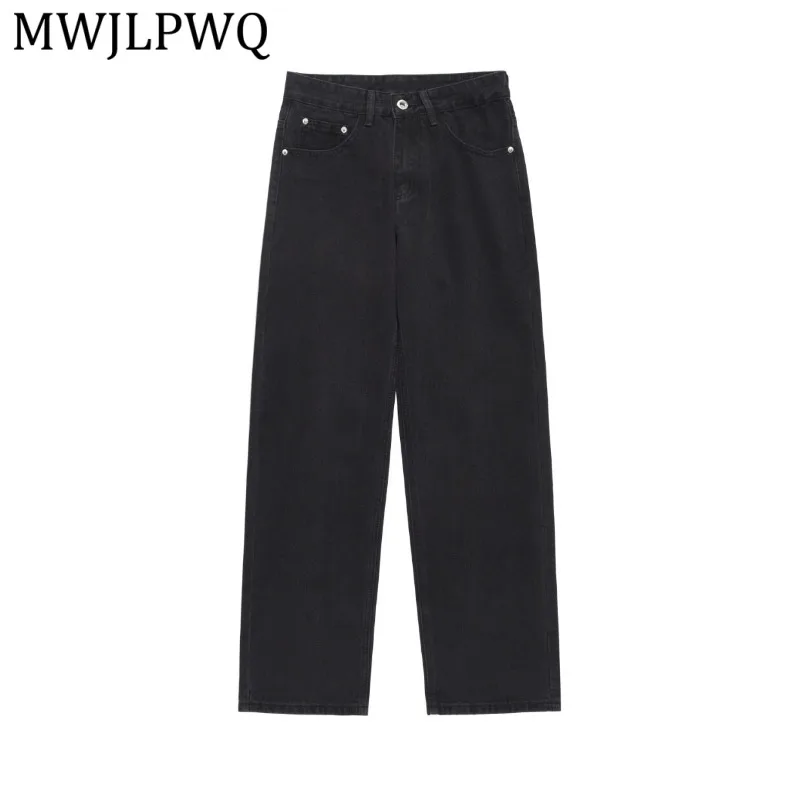 

MWJLPWQ American Retro Loose Straight Slim-Fit Jeans Street Style Simple Casual Drapey Versatile Pants For Men And Women 15892