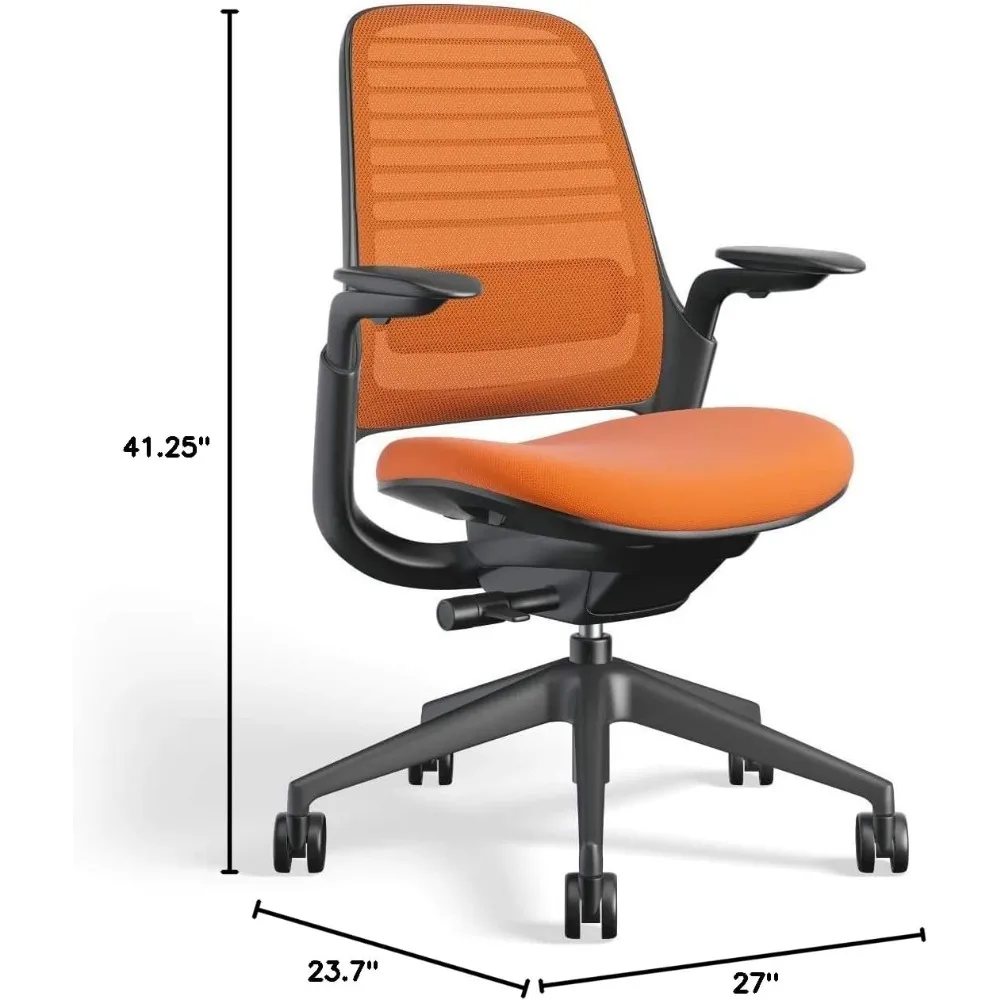 Ergonomic office chair, back support and arm support - easy to assemble - orange 31