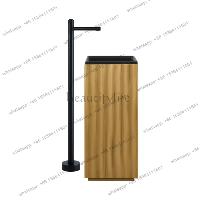 

Nordic simple integrated artificial stone column basin balcony home art integrated column basin