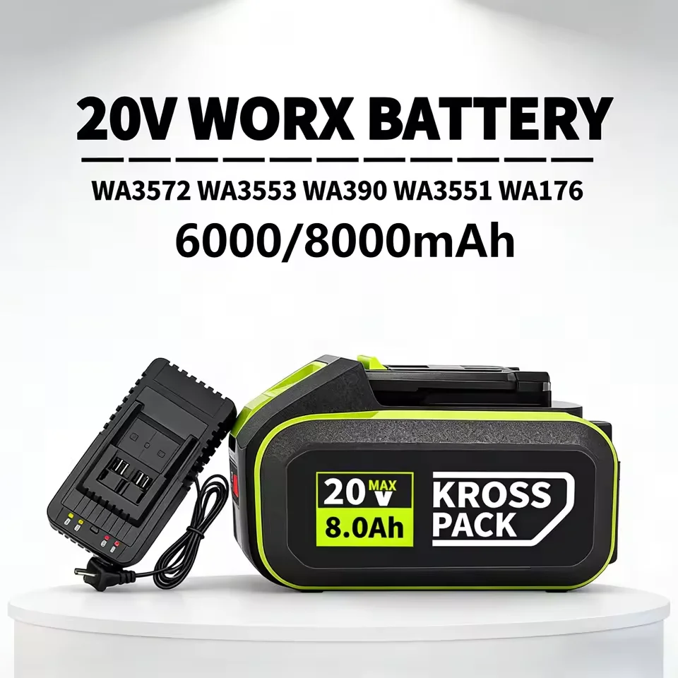 Original Worx 20V 4.0Ah 6.0Ah 8.0Ah 5pin WA3016 WA3023 WA3027 Li-ion Battery for WORX Cordless Power Tool Model Battery