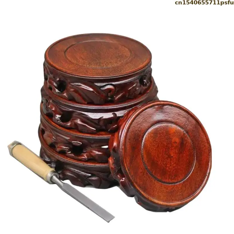 6-30cm Diameter Miniature Wooden Base Coffee Tea Sets Pedestal Figurines Vase Flower Pot Sorting Table Plant Shelf Display Stand