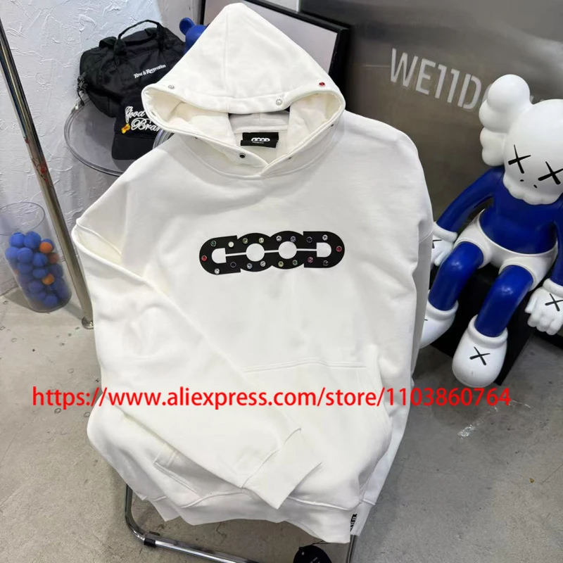 فريد الراقية رمادي GOODBRAND كنزة قطيفة رائعة مرصعة بالألماس تصميم الرجال النساء عادية فضفاض جيد البلوز #2