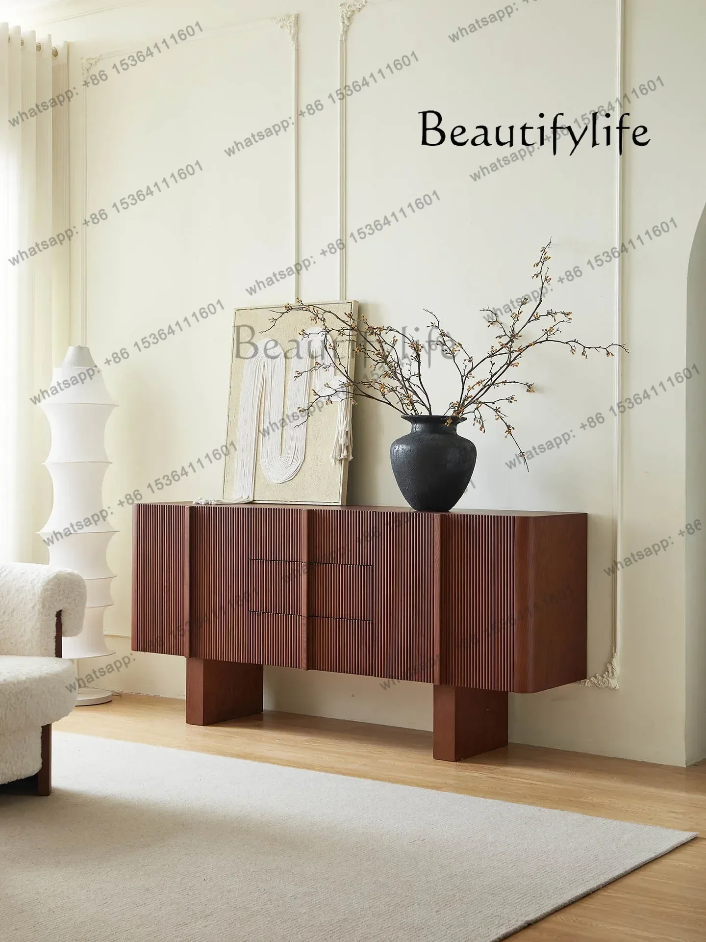 

FG26French Medieval Solid Wood Dining Side Cabinet, Living Room Against The Wall, Locker, Entrance Door, Porch Table, Light Lux