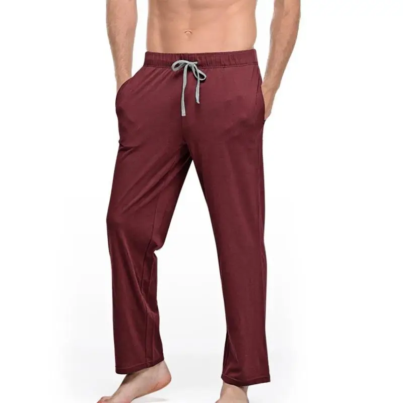 Men Cotton Pajamas Pants Spring Summer Autumn  Casual Soft  Drawstring Long Pants Sleepwear Homewear Lounge Wear