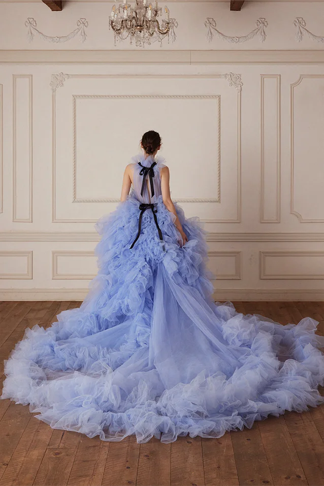 Robe de mariée romantique bouffante en Tulle, robe de bal supplémentaire, à volants, en maille, pour fête prénuptiale, anniversaire, séance photo, robe de bal