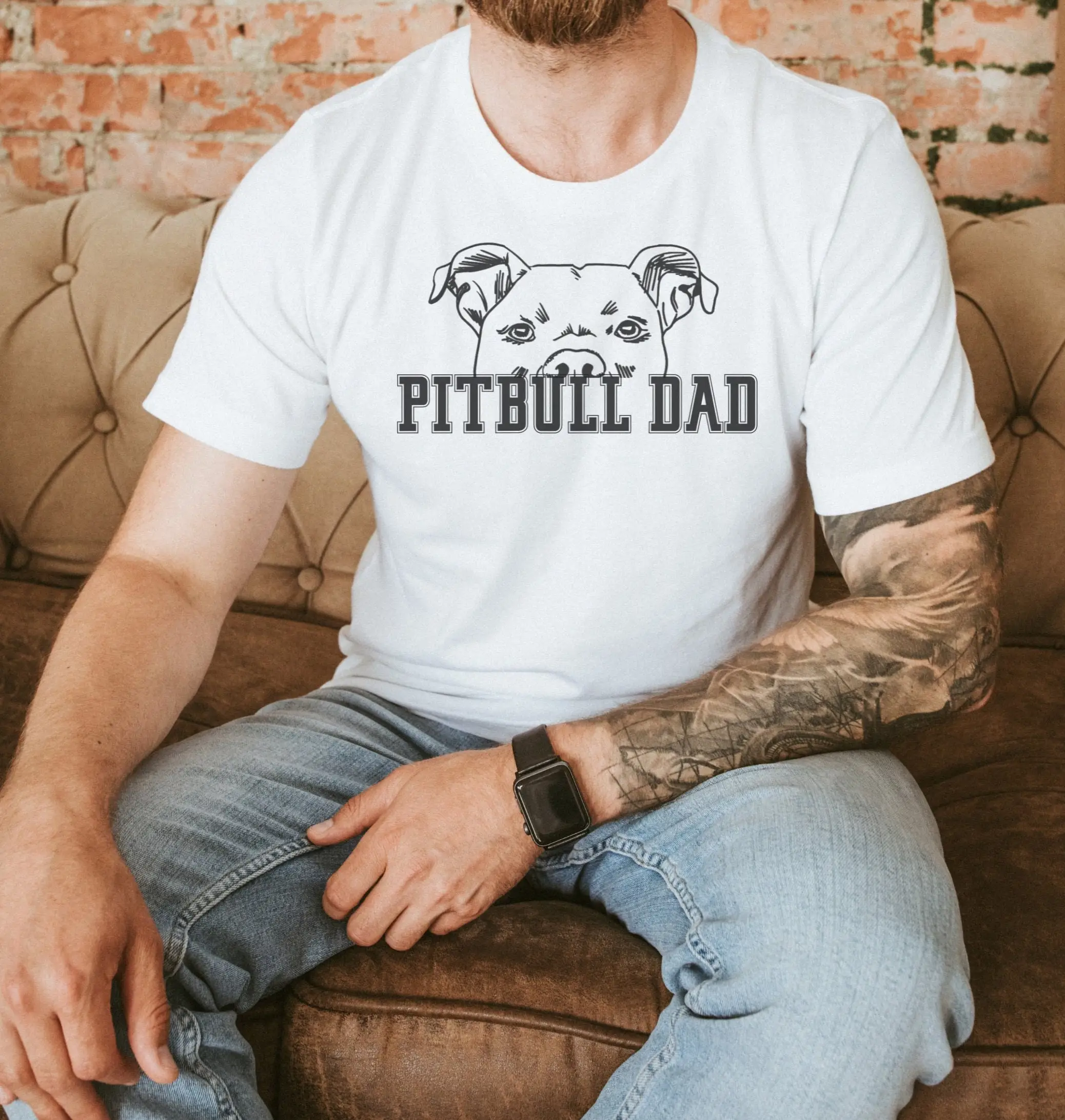 Pitbull Dad T Shirt American Bully Retro Dog s Terrier Lover Mens Proud Pit Bull Daddy