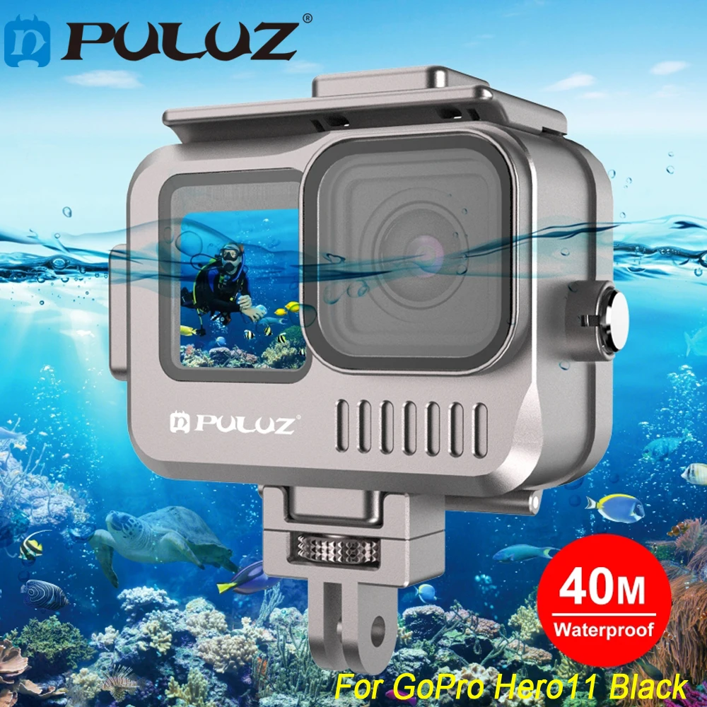 

PULUZ 40m Aluminum Alloy Waterproof Case for GoPro Hero11 Black Diving Housing Protective Case for GoPeo HERO10 Black / HERO9