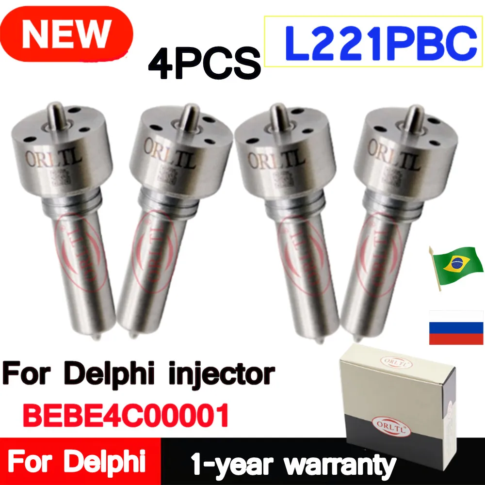 

4 шт. ORLTL L221 PBC топливный распылитель L221PBC дизельная форсунка для форсунки Delphi BEBE4C00001