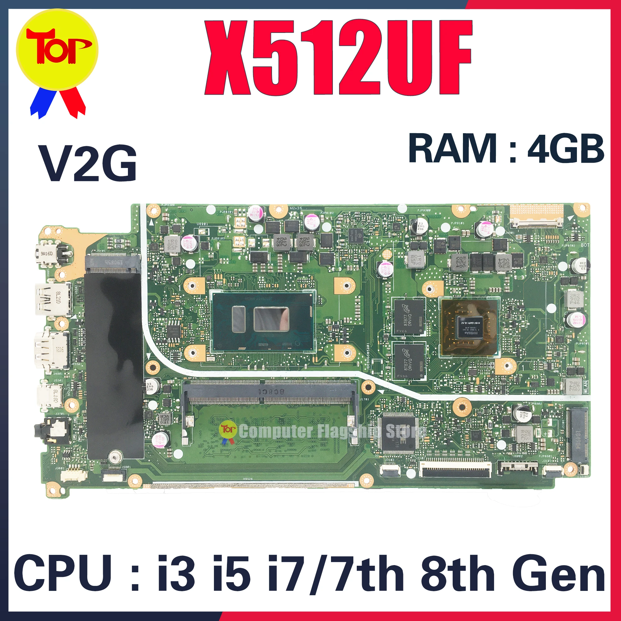 

X512U Laptop Motherboard For ASUS X512UF X512UB X712UA X712UB X712UF Y5100U V5000U F512U A512U I3 I5 I7 4G-RAM Mainboard