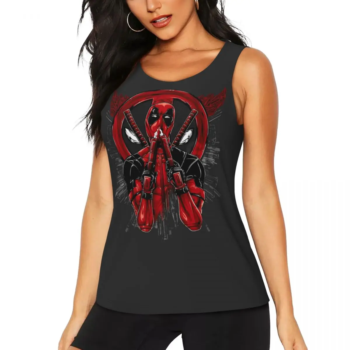 

Custom Deadpool Superhero Yoga Shirts for Women Gym Workout Running Tank Tops