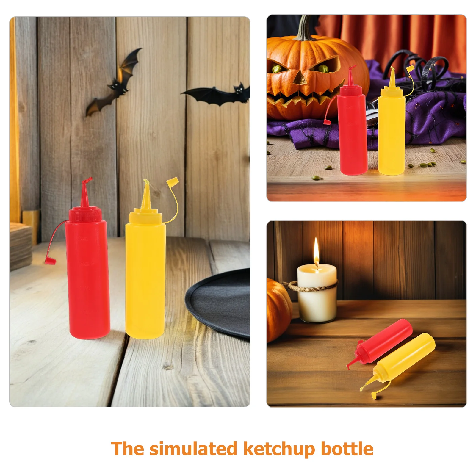 4-teiliges Ketchup-Senf-Streichflaschen-Set – realistisch aussehende knifflige Quetschspender für Witze – Festival-Party-Requisiten April