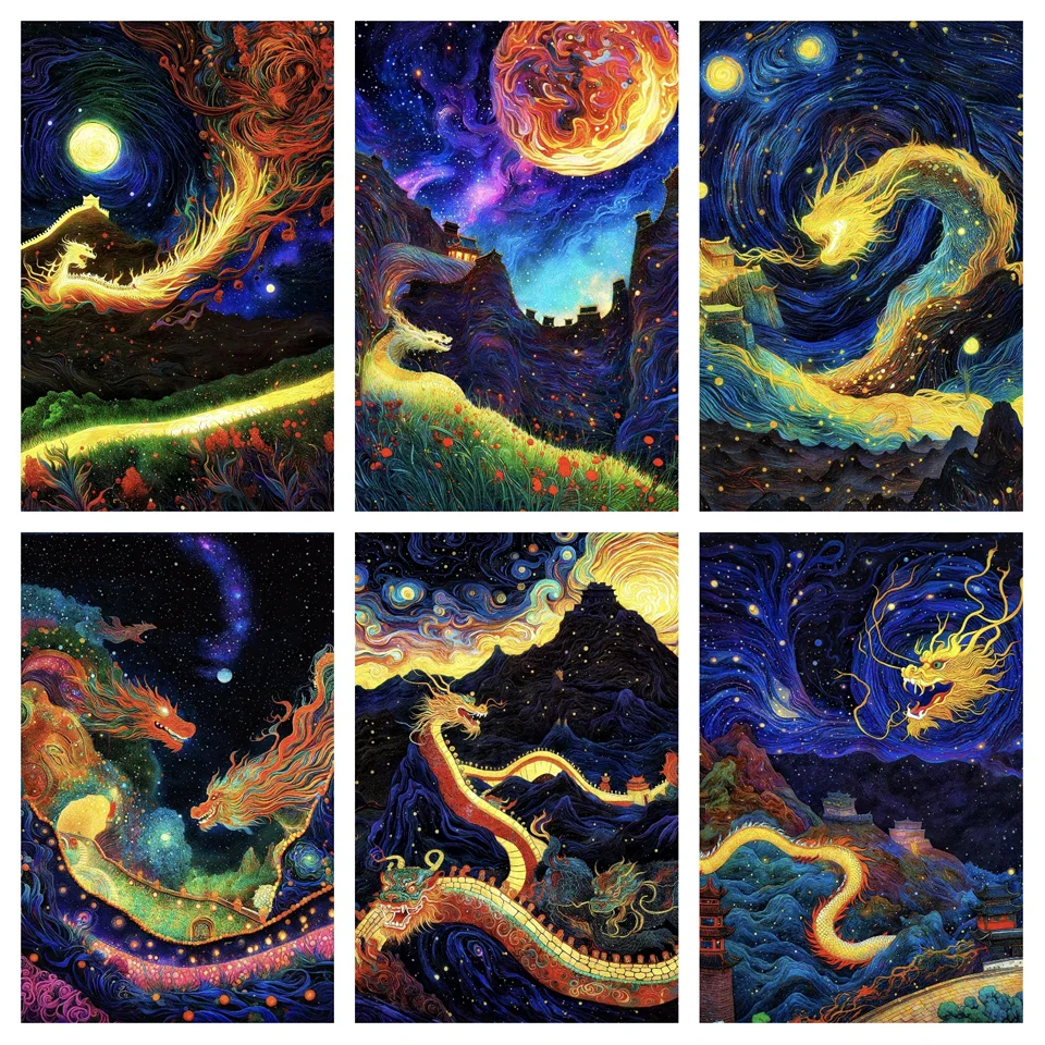 DIY Diamond Painting New New Cross Stitch Kit Home Decoration Color Dragon Pictures Full Diamond Mosaic Embroidery Gift