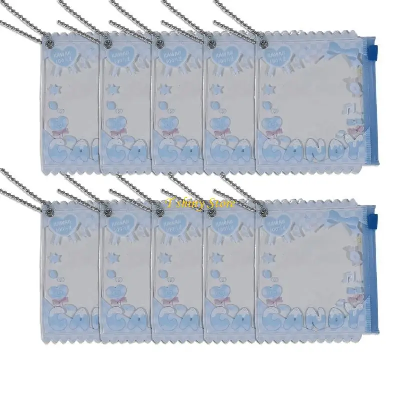 N58F 10Pcs Candy Inspired Seal Bag for Badge Showcasing Colorful PVC Protective Card Sleeves Trendy Keychain Accessories