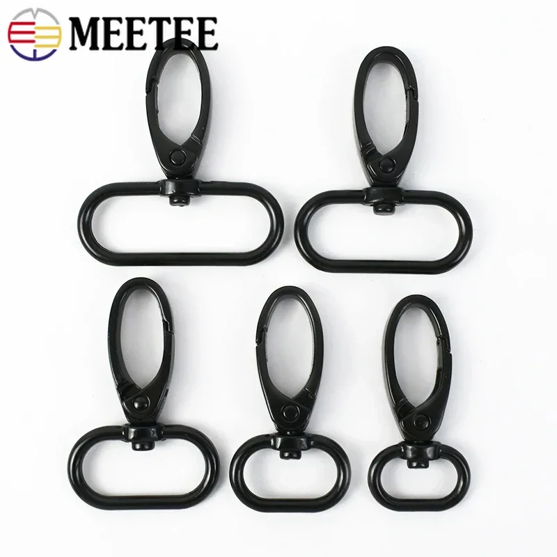 5/10Pcs Meetee 16-38mm Metal Black Swivel Lobster Clasp Webbing Strap Connect  Buckle Keychain Bag Hook Dog Collar Accessories