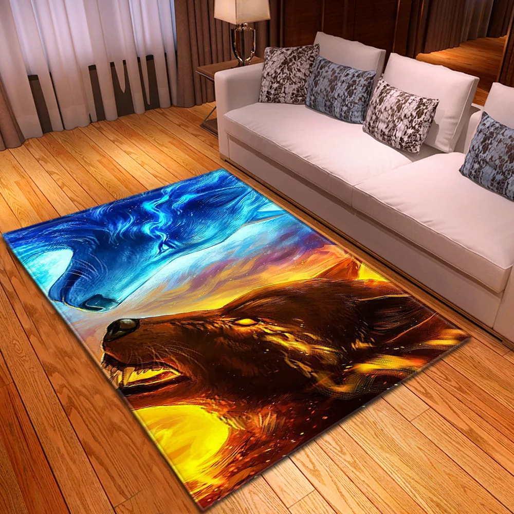 Animal Wolf 3D Printing Carpets for Home,Living Room,Bedroom,Child Play Area Rugs,Soft Flannel,Baby Crawl Floor Mat,Dropshipping