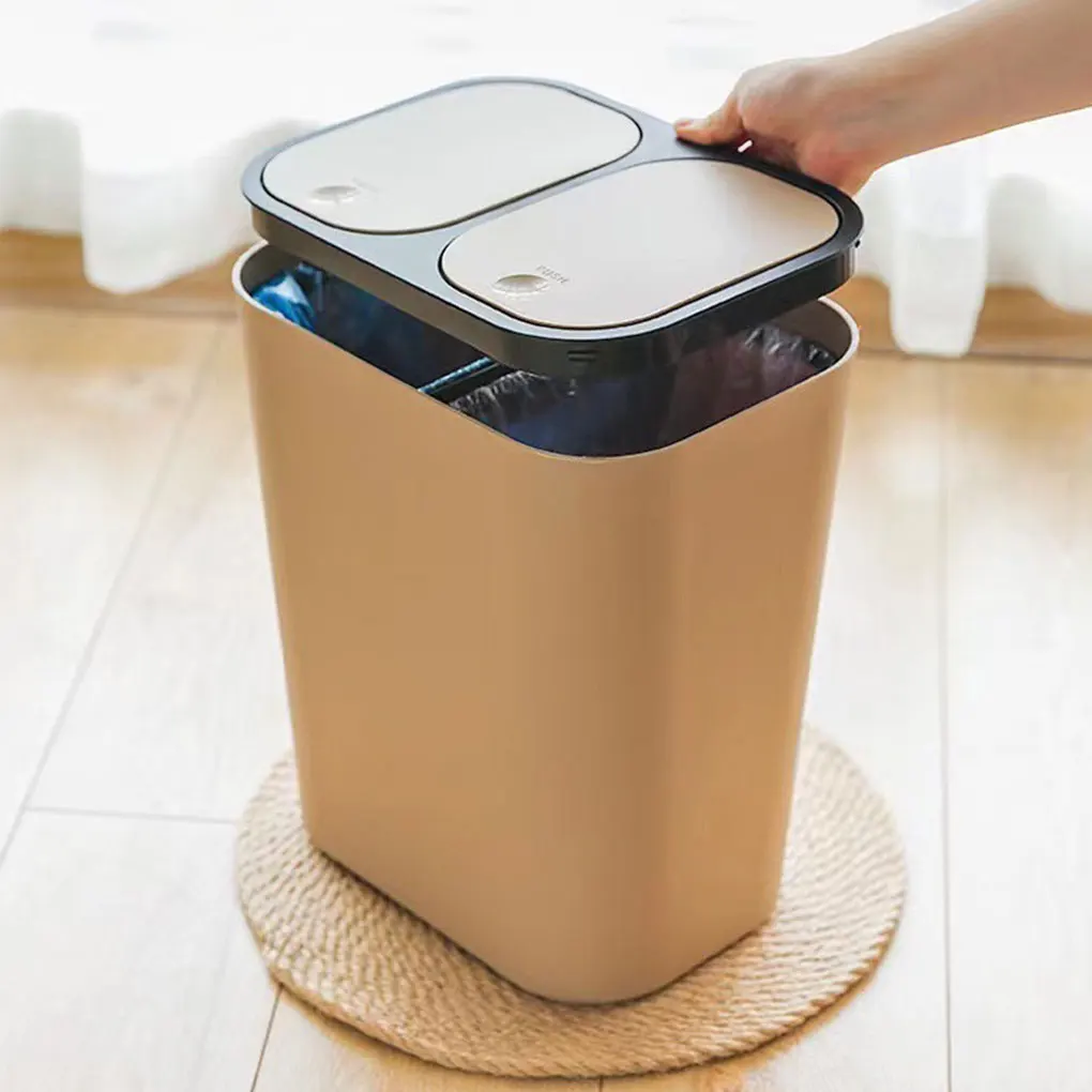 Odor Proof Trash Can with One-Touch Modern Design Durable Plastic Bathroom Kitchen Bin Leakproof Space Saving Home Use