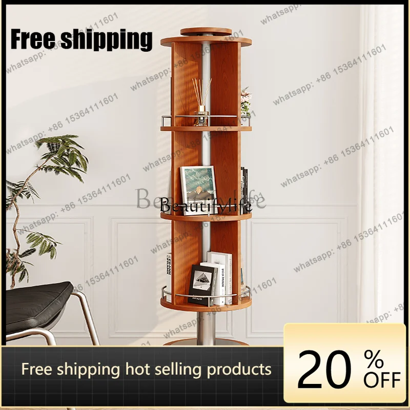 Factory Direct Ancient Style Floor Storage Rack In Rotating Bookshelf