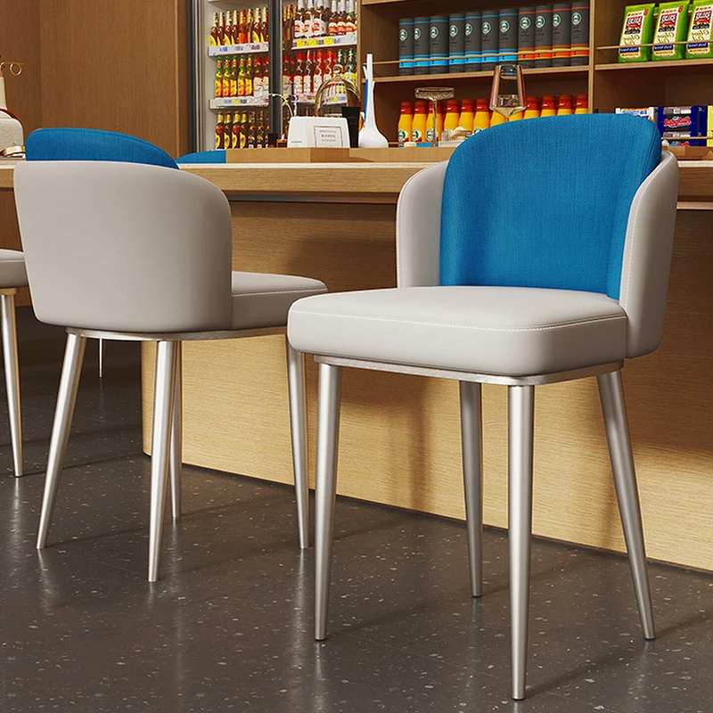 

Gray Metal Bar Chairs With Back Vanity Aesthetic Comfortable Modern Nordic Bar Chairs Leather Minimalist Sillas Trendy Furniture