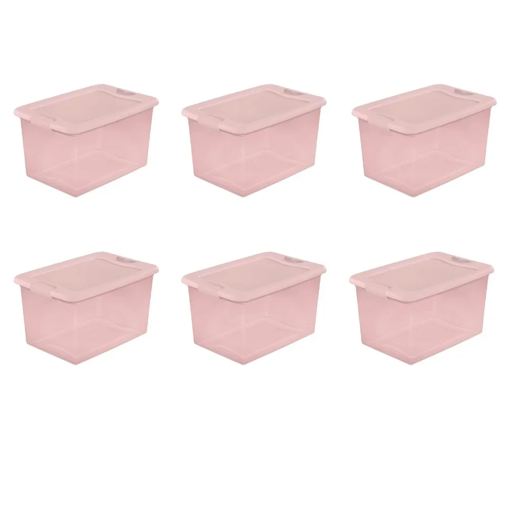 Imagem -02 - Esterilite 64 Qt. Caixa de Trava de Plástico Blush Pink Tint Conjunto de 6