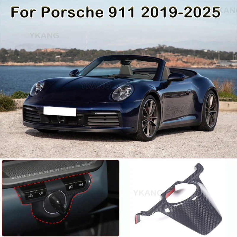 

For Porsche 911 2019 2020 2021 20222023 2024 2025 Dry Carbon Fiber Headlight Switch Frame stiker Car Interior Decoration