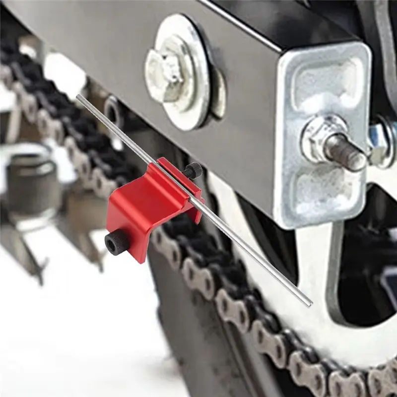 Multi-Purpose Quick Accurate Aluminum Alloy Chain Alignment Tool For Motorcycles Sprocket Repair Parts Red