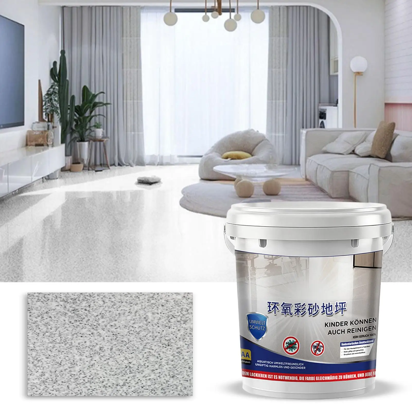 Epoxy Sand Floor Paint Quick Drying High-Gloss Self-Leveling Concrete Coating for Indoor Garage Shower Room Home Building
