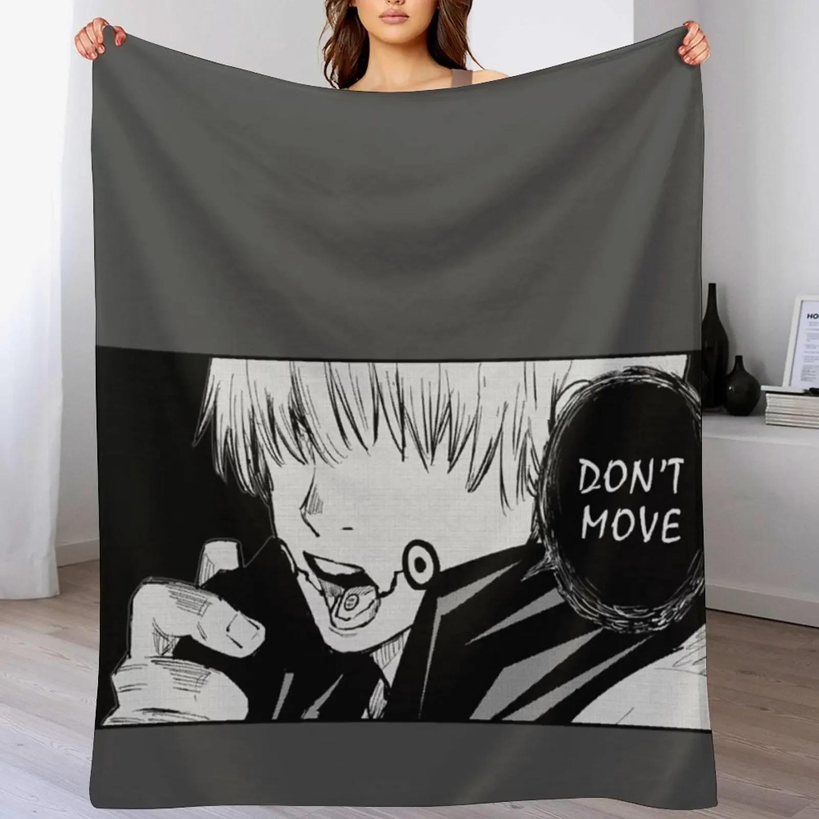 Inumaki Toge Don`t move on black background Throw Blanket Large Soft Big Blankets