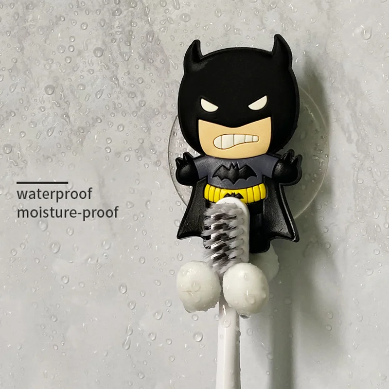 Batman Superman Superhero Toothbrush Holder Suction Cup Hook Cartoon Creative No Punch Wall Hanging Hook Birthday Gifts