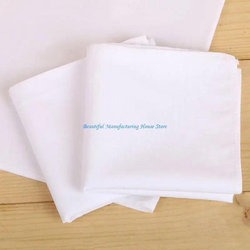 

E56A Soft and Elegant Lady Cotton Handkerchiefs Lace White Hankies for DIY Embroidery