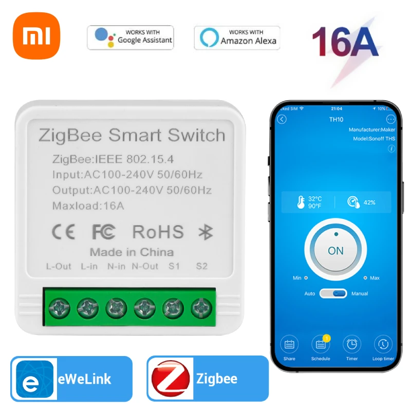 

Xiaomi 16A Tuya Ewelink Zigbee WIFI Mini Smart Light Switch DIY 2 Way Remote Control Breaker Alexa Alice Google Home Smart Life