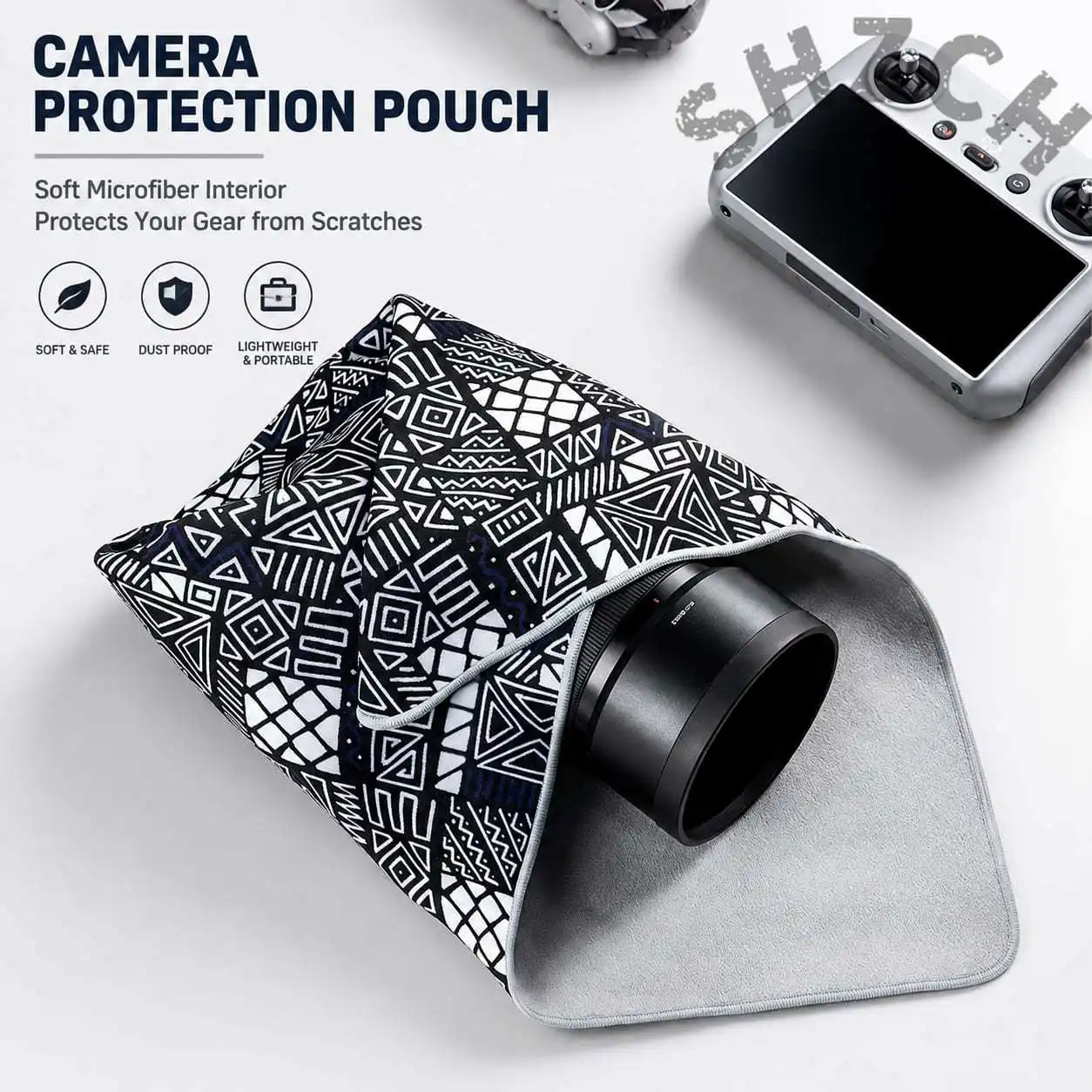 Waterproof Camera Storage Bag with Magic Cloth Liner – Protective Organizer for DSLR & Mirrorless Lenses (Fujifilm, Canon, Leic