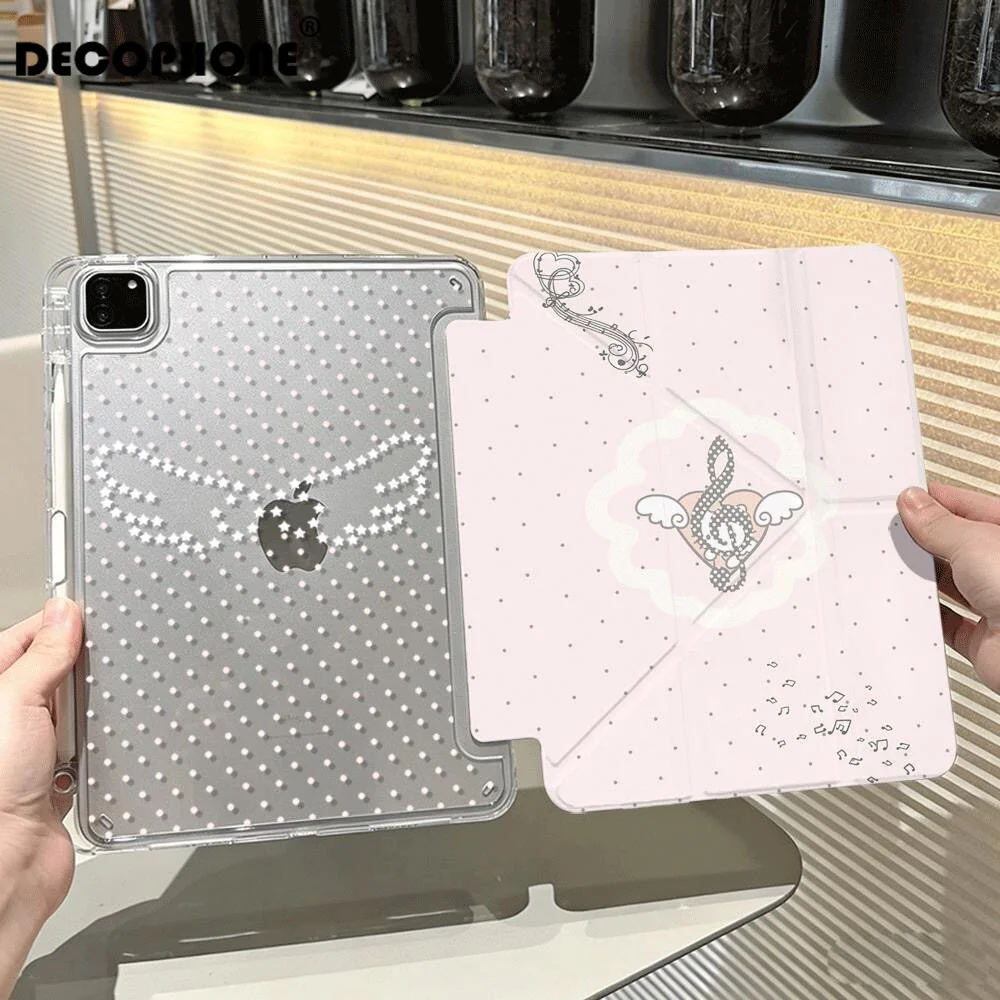 Ins Polka Dot Musical Note Angel Wings Tablet Case for IPad Pro 11 M2 M3 M4 M5 A16 2025 Air4 5 6 7 12.9/13/9.7/10.2/10.5/9.7in