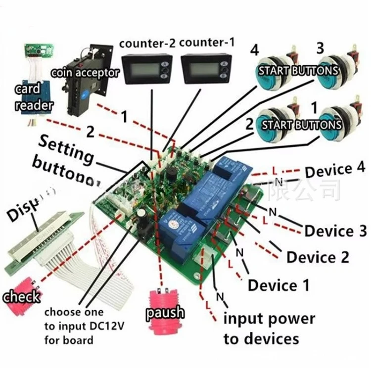 Four-bit time timing board Four-channel control time card